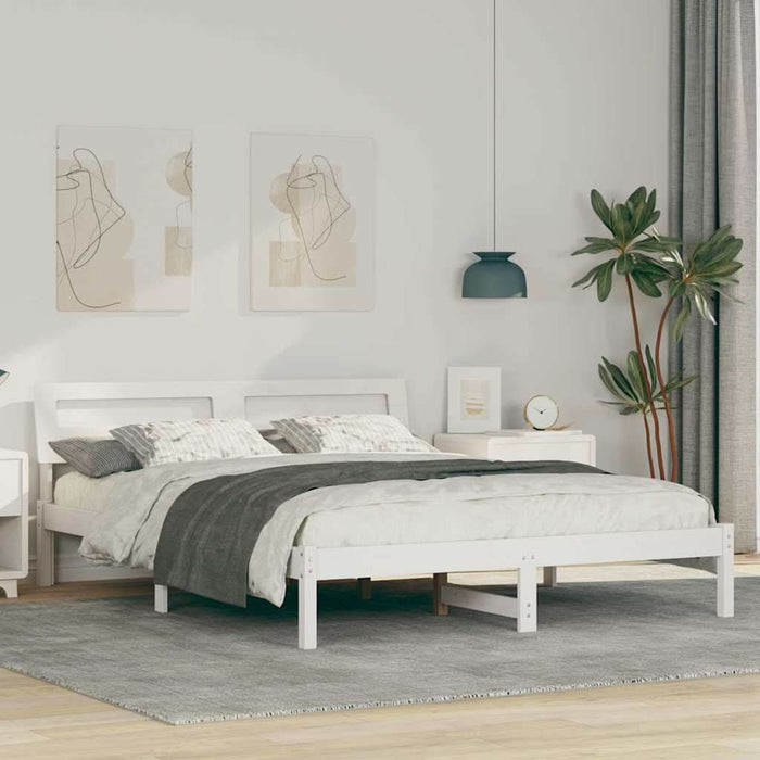 Cadru de pat cu headboard Alb 150 x 200 cm Lemn de pin masiv - WALTI WALTI