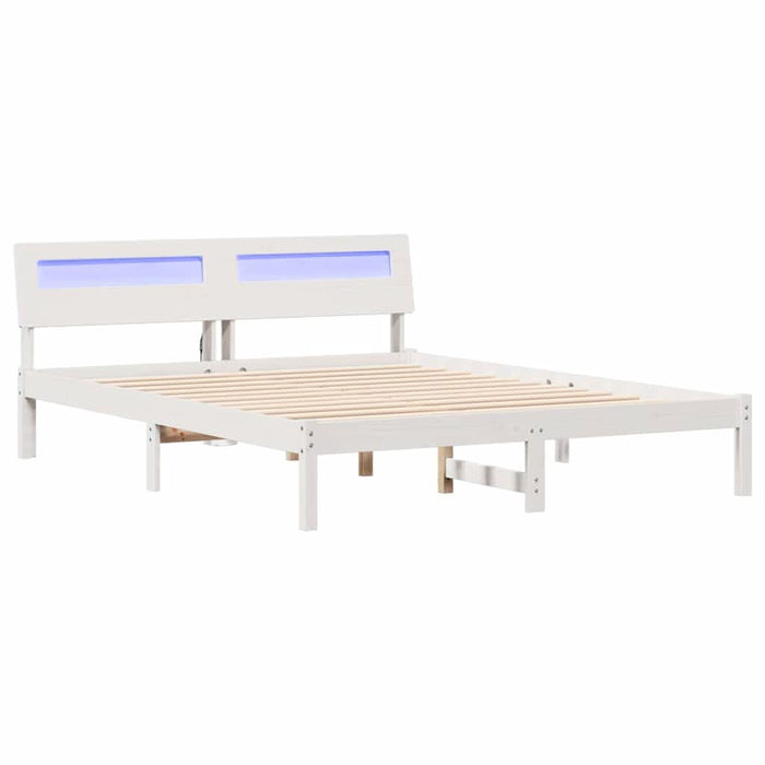 Cadru de pat cu headboard Alb 150 x 200 cm Lemn de pin masiv - WALTI WALTI