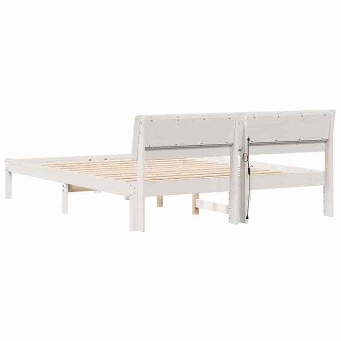 Cadru de pat cu headboard Alb 150 x 200 cm Lemn de pin masiv - WALTI WALTI