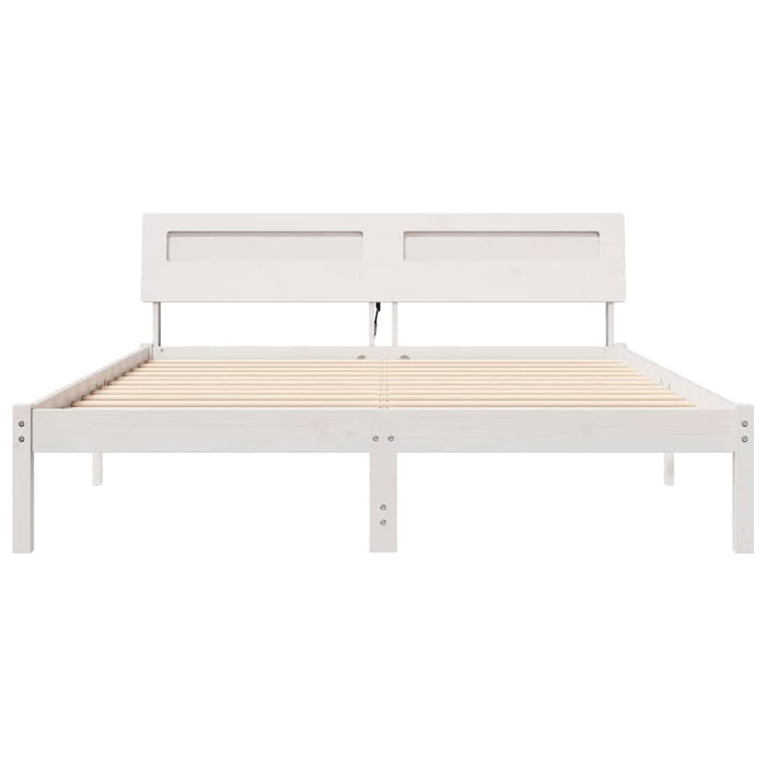 Cadru de pat cu headboard Alb 140 x 200 cm Lemn de pin masiv - WALTI WALTI