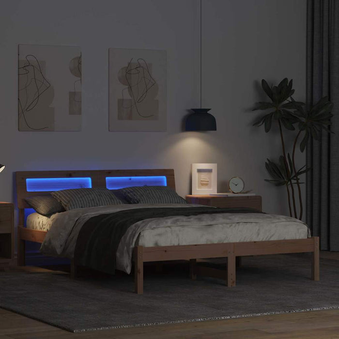 Cadru de pat cu headboard Maro 120 x 200 cm Lemn de pin masiv - WALTI WALTI