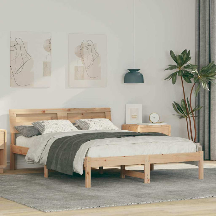 Cadru de pat cu headboard Maro 120 x 200 cm Lemn de pin masiv - WALTI WALTI