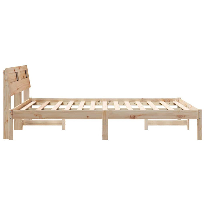 Cadru de pat cu headboard Maro 140 x 190 cm Lemn de pin masiv - WALTI WALTI