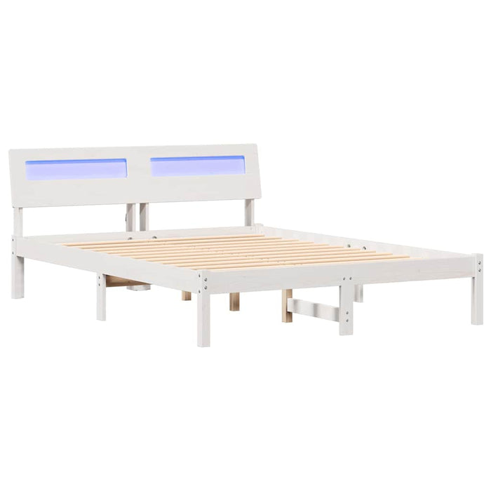 Cadru de pat cu headboard Alb 140 x 190 cm Lemn de pin masiv - WALTI WALTI