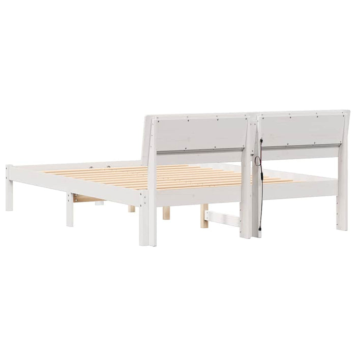 Cadru de pat cu headboard Alb 140 x 190 cm Lemn de pin masiv - WALTI WALTI