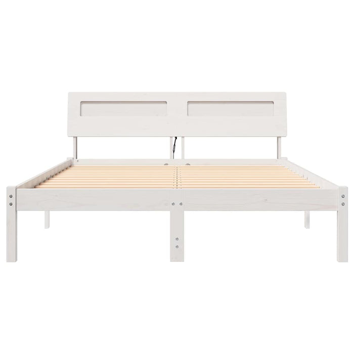 Cadru de pat cu headboard Alb 140 x 190 cm Lemn de pin masiv - WALTI WALTI