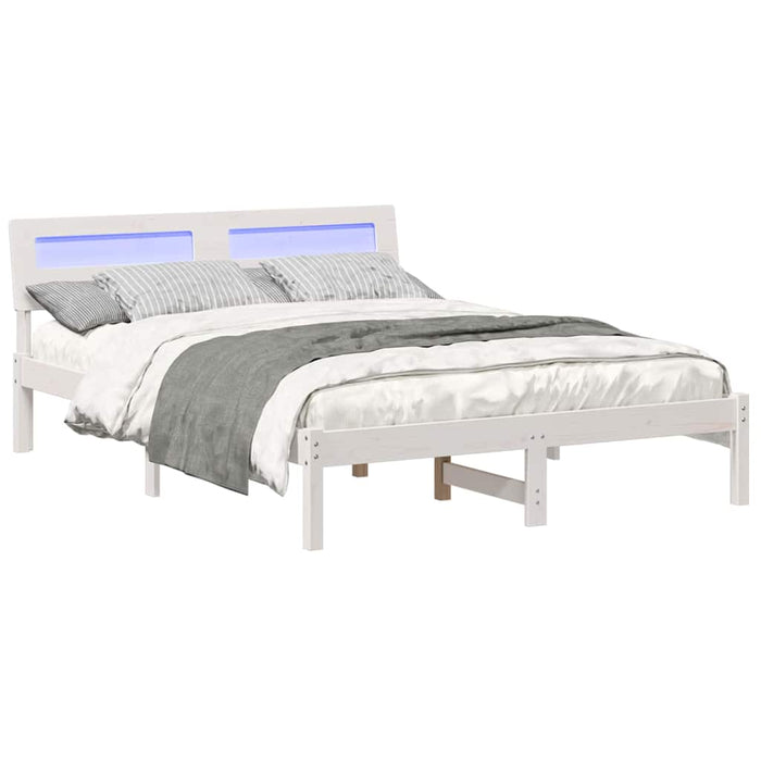 Cadru de pat cu headboard Alb 140 x 190 cm Lemn de pin masiv - WALTI WALTI