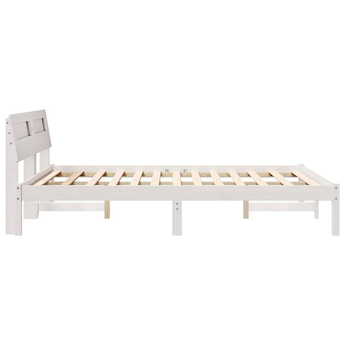 Cadru de pat cu headboard Alb 140 x 190 cm Lemn de pin masiv - WALTI WALTI