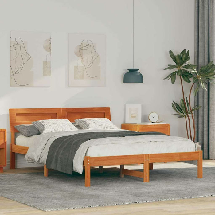 Cadru de pat Maroniu cerat 140 x 190 cm Lemn de pin masiv - WALTI WALTI
