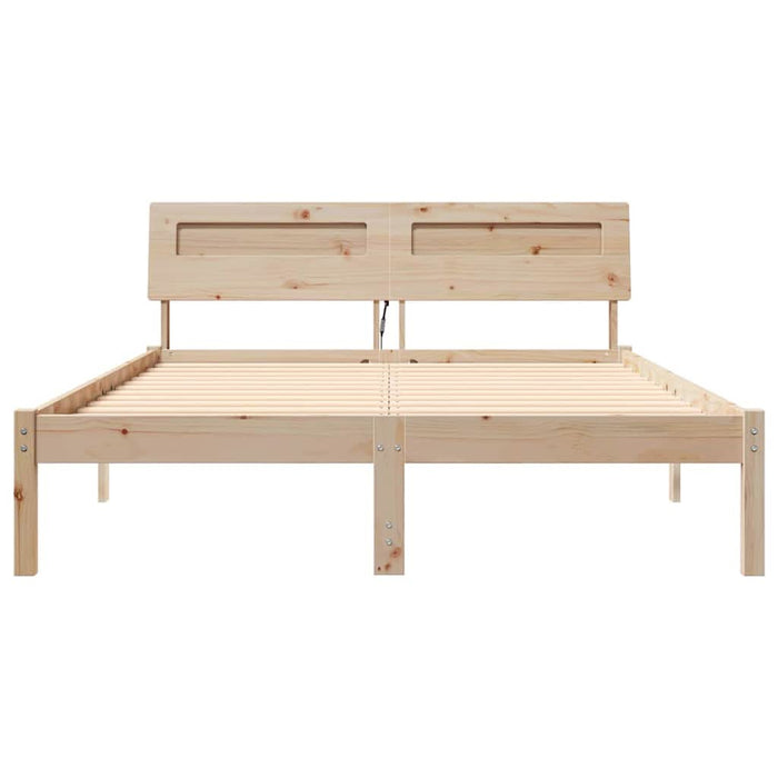 Cadru de pat cu headboard Maro 135 x 190 cm Lemn de pin masiv - WALTI WALTI