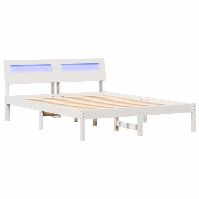 Cadru de pat cu headboard Alb 120 x 190 cm Lemn de pin masiv - WALTI WALTI