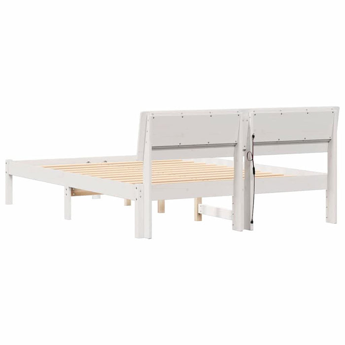 Cadru de pat cu headboard Alb 120 x 190 cm Lemn de pin masiv - WALTI WALTI