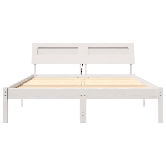 Cadru de pat cu headboard Alb 120 x 190 cm Lemn de pin masiv - WALTI WALTI