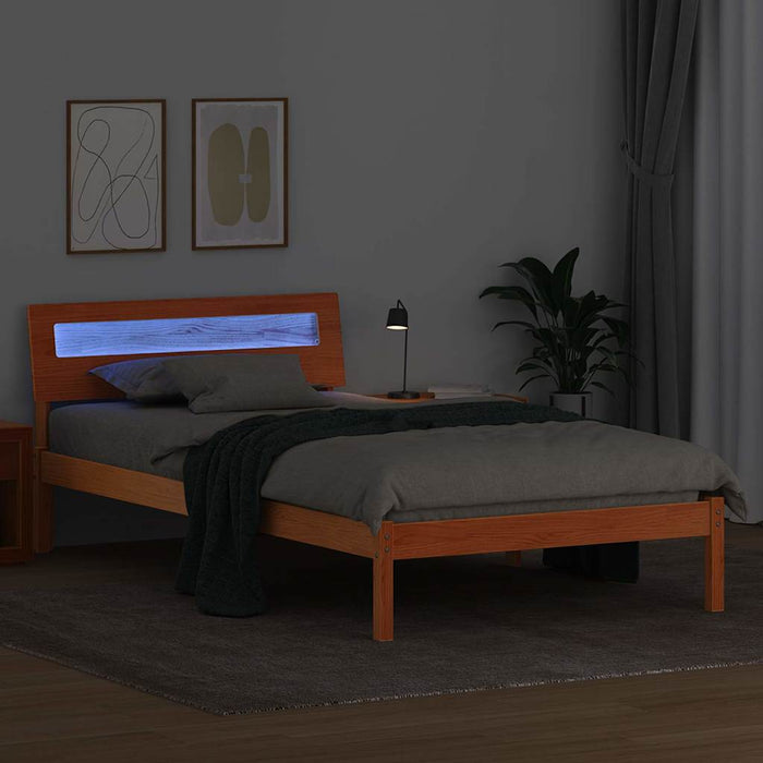 Cadru de pat Maroniu cerat 100 x 200 cm Lemn de pin masiv - WALTI WALTI