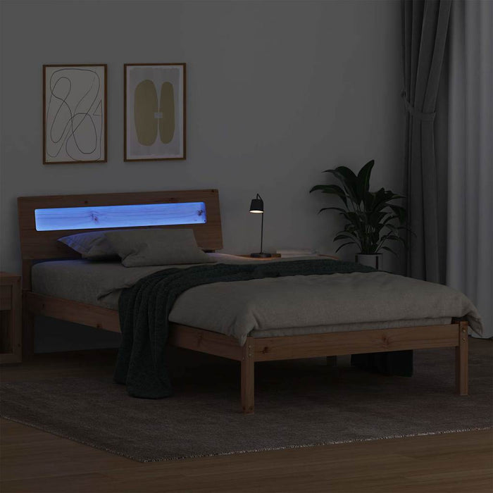 Cadru de pat cu headboard Maro 90 x 190 cm Lemn de pin masiv - WALTI WALTI