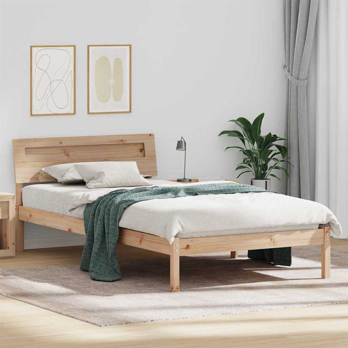 Cadru de pat cu headboard Maro 90 x 190 cm Lemn de pin masiv - WALTI WALTI