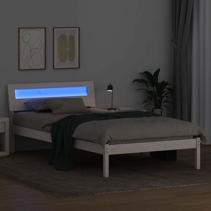 Cadru de pat cu headboard Alb 90 x 190 cm Lemn de pin masiv - WALTI WALTI