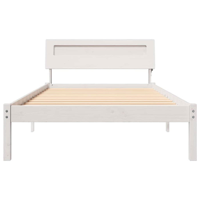 Cadru de pat cu headboard Alb 90 x 190 cm Lemn de pin masiv - WALTI WALTI
