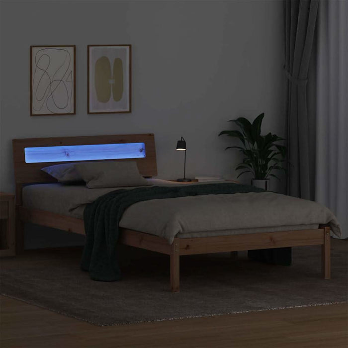 Cadru de pat cu headboard Maro 75 x 190 cm Lemn de pin masiv - WALTI WALTI