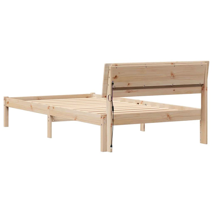 Cadru de pat cu headboard Maro 75 x 190 cm Lemn de pin masiv - WALTI WALTI