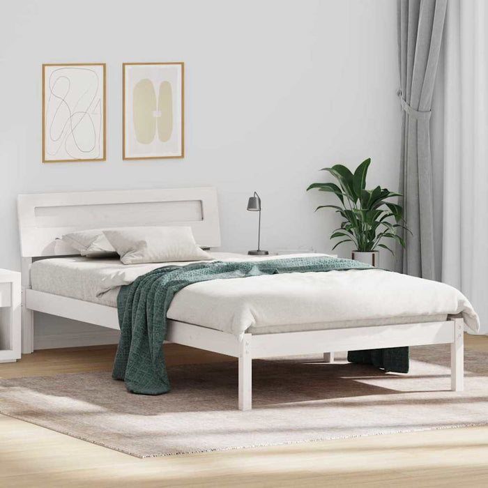 Cadru de pat cu headboard Alb 75 x 190 cm Lemn de pin masiv - WALTI WALTI