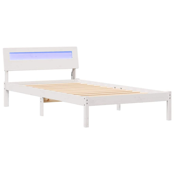 Cadru de pat cu headboard Alb 75 x 190 cm Lemn de pin masiv - WALTI WALTI