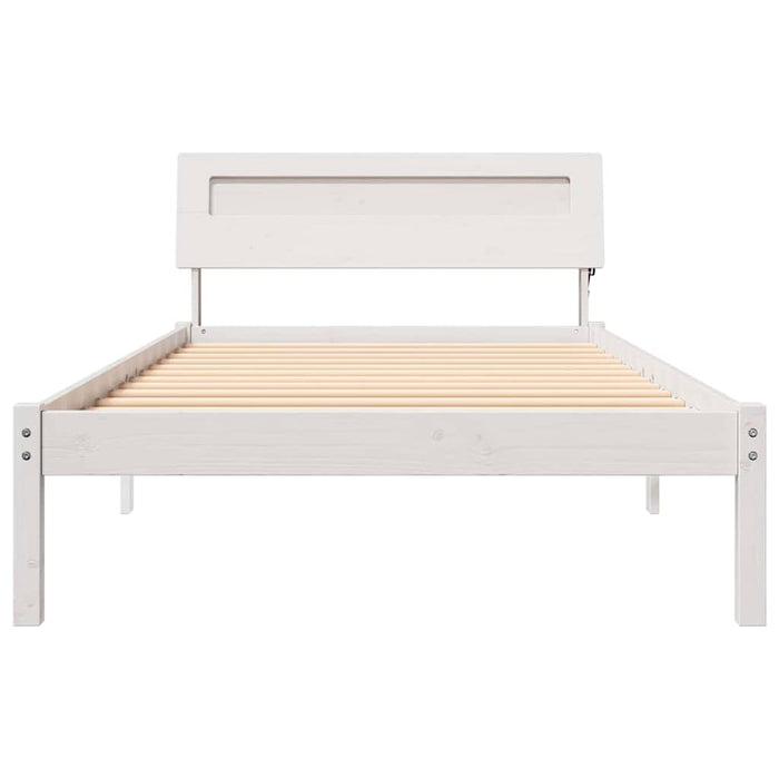 Cadru de pat cu headboard Alb 75 x 190 cm Lemn de pin masiv - WALTI WALTI