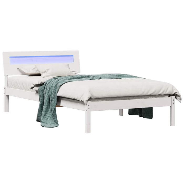Cadru de pat cu headboard Alb 75 x 190 cm Lemn de pin masiv - WALTI WALTI