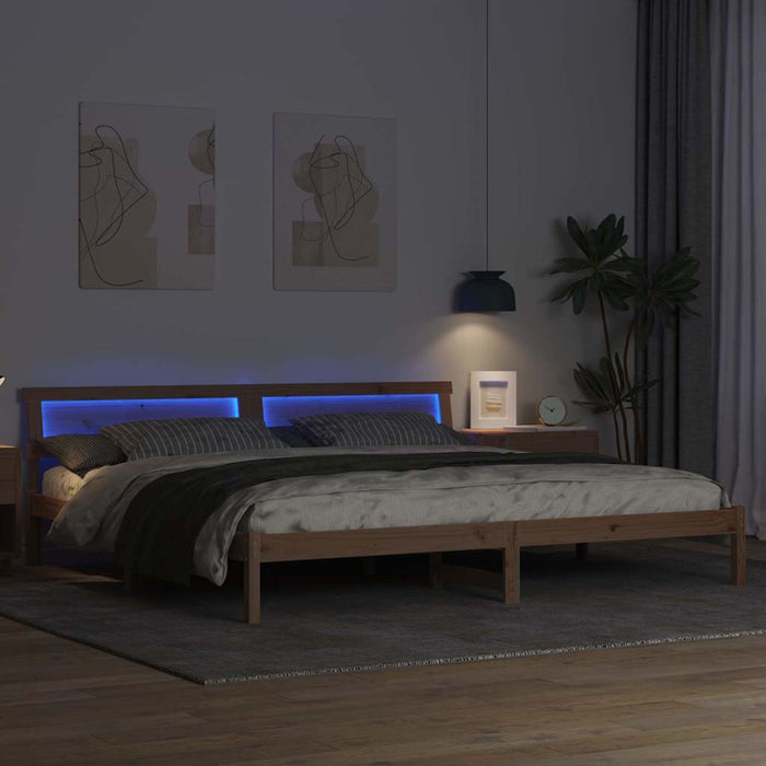 Cadru de pat cu headboard Maro 180 x 200 cm Lemn de pin masiv - WALTI WALTI