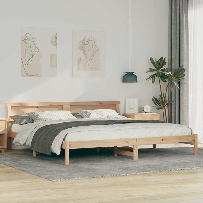 Cadru de pat cu headboard Maro 180 x 200 cm Lemn de pin masiv - WALTI WALTI