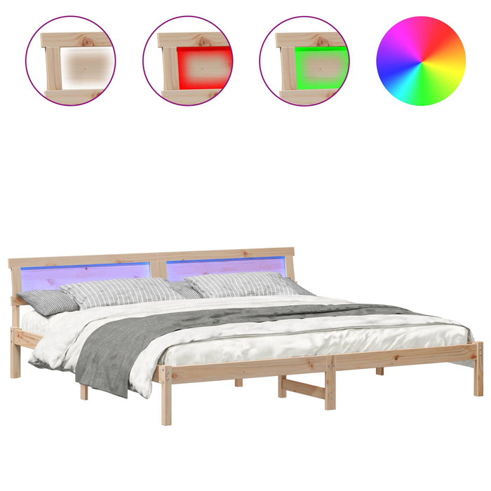 Cadru de pat cu headboard Maro 180 x 200 cm Lemn de pin masiv - WALTI WALTI