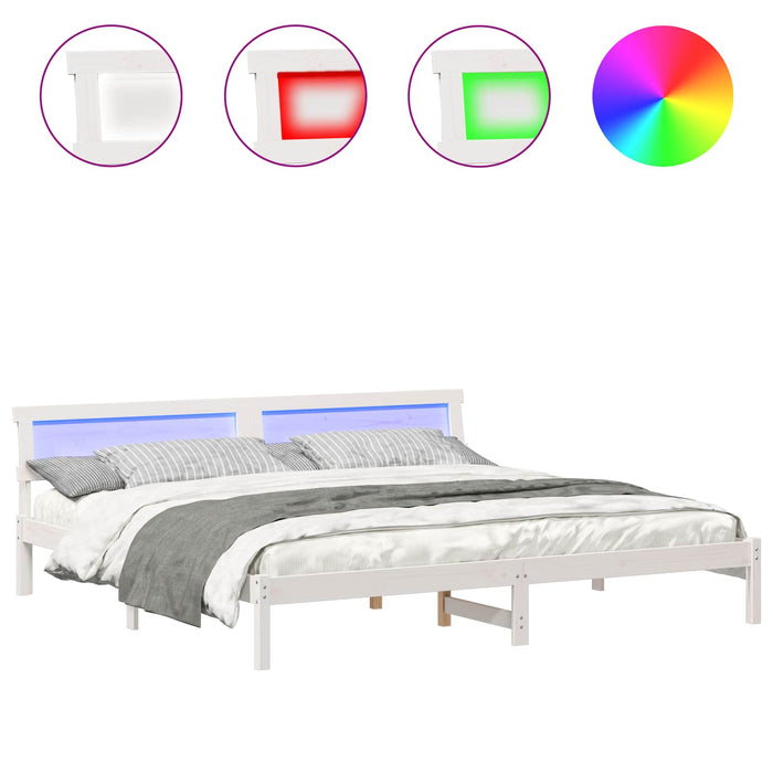 Cadru de pat cu headboard Alb 180 x 200 cm Lemn de pin masiv - WALTI WALTI