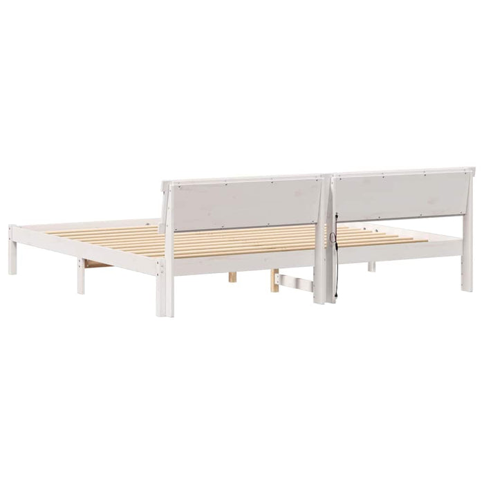 Cadru de pat cu headboard Alb 180 x 200 cm Lemn de pin masiv - WALTI WALTI