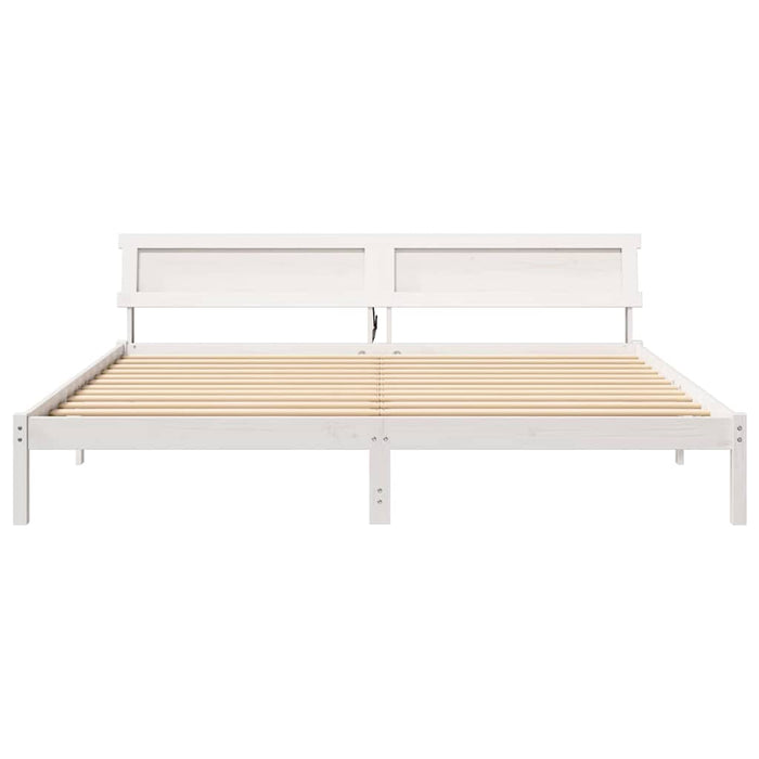 Cadru de pat cu headboard Alb 180 x 200 cm Lemn de pin masiv - WALTI WALTI
