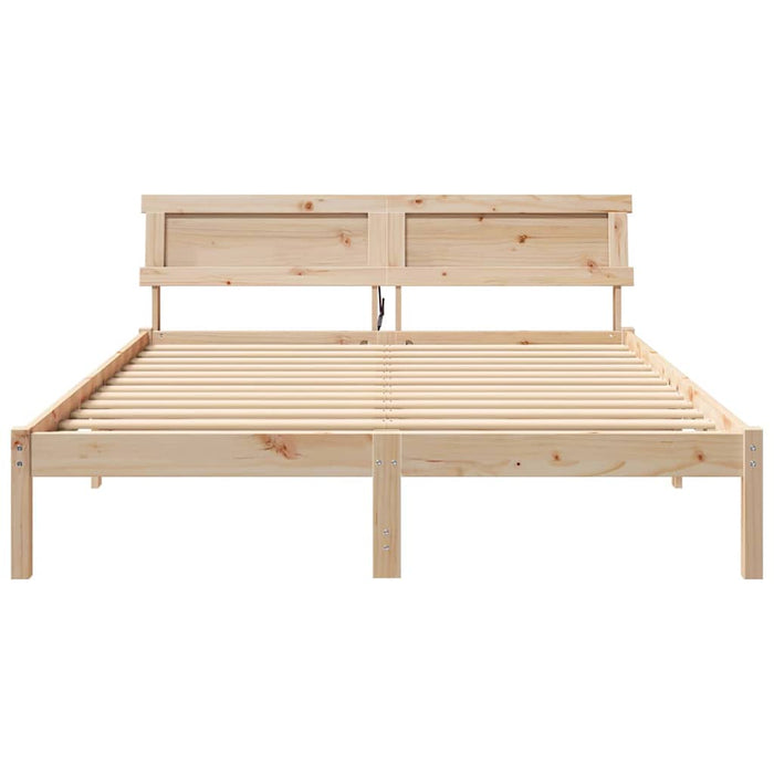 Cadru de pat cu headboard Maro 160 x 200 cm Lemn de pin masiv - WALTI WALTI
