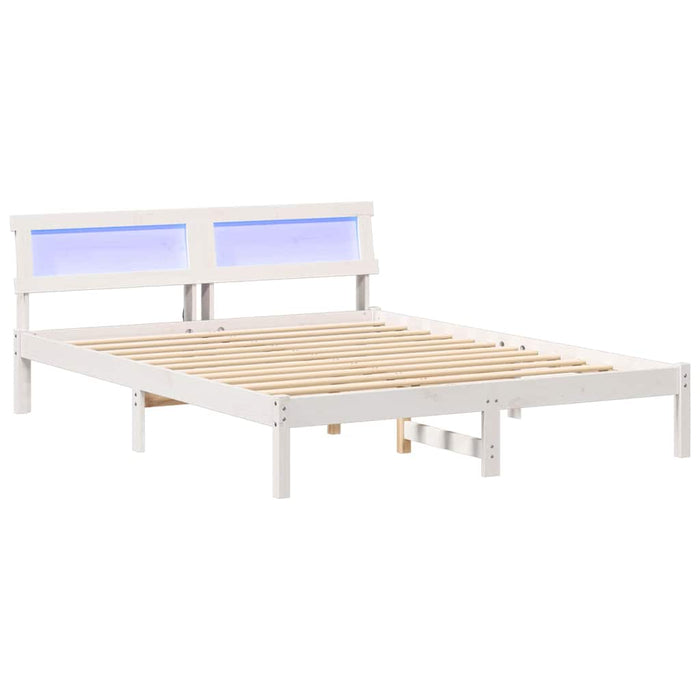 Cadru de pat cu headboard Alb 160 x 200 cm Lemn de pin masiv - WALTI WALTI