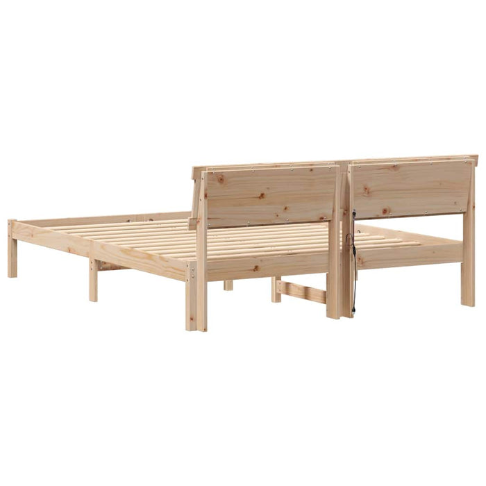 Cadru de pat cu headboard Maro 150 x 200 cm Lemn de pin masiv - WALTI WALTI
