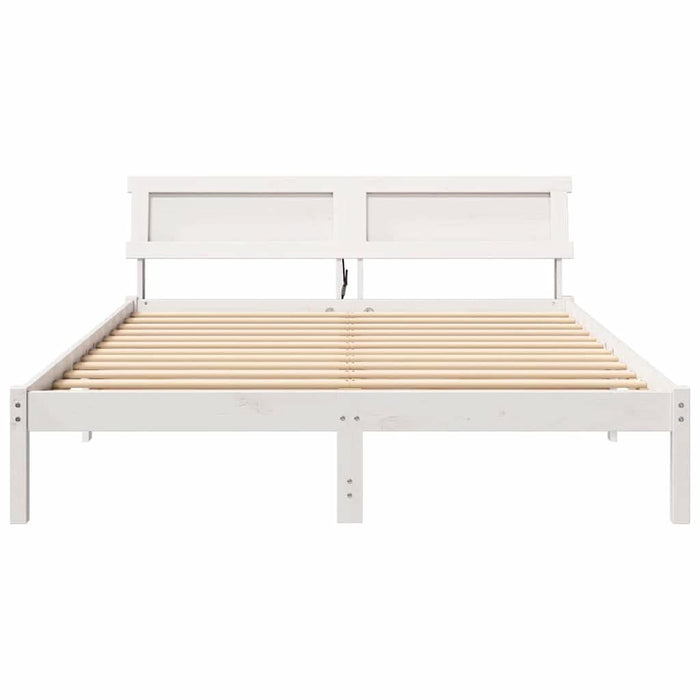 Cadru de pat cu headboard Alb 150 x 200 cm Lemn de pin masiv - WALTI WALTI