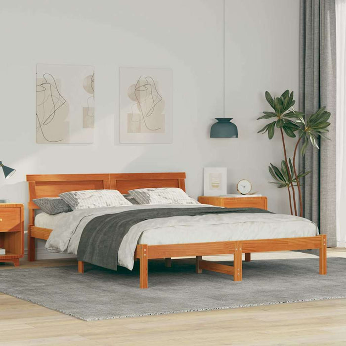 Cadru de pat Maroniu cerat 150 x 200 cm Lemn de pin masiv - WALTI WALTI