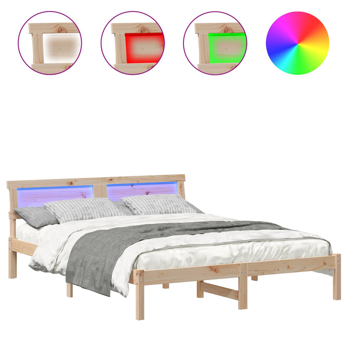 Cadru de pat cu headboard Maro 140 x 200 cm Lemn de pin masiv - WALTI WALTI