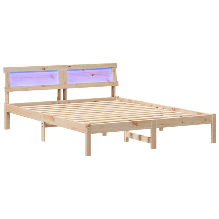 Cadru de pat cu headboard Maro 140 x 200 cm Lemn de pin masiv - WALTI WALTI