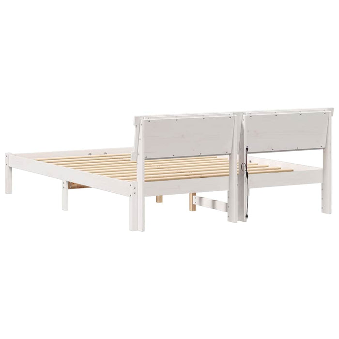Cadru de pat cu headboard Alb 140 x 200 cm Lemn de pin masiv - WALTI WALTI