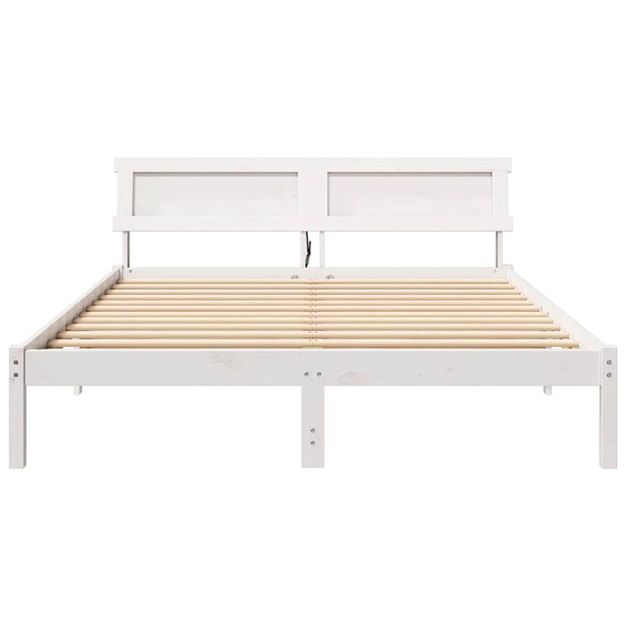 Cadru de pat cu headboard Alb 140 x 200 cm Lemn de pin masiv - WALTI WALTI