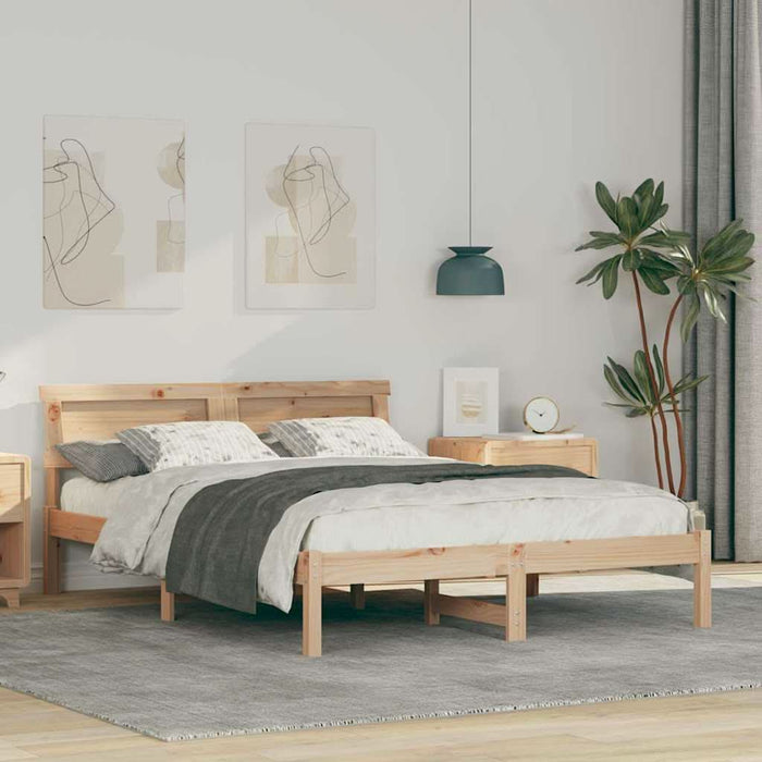 Cadru de pat cu headboard Maro 120 x 200 cm Lemn de pin masiv - WALTI WALTI