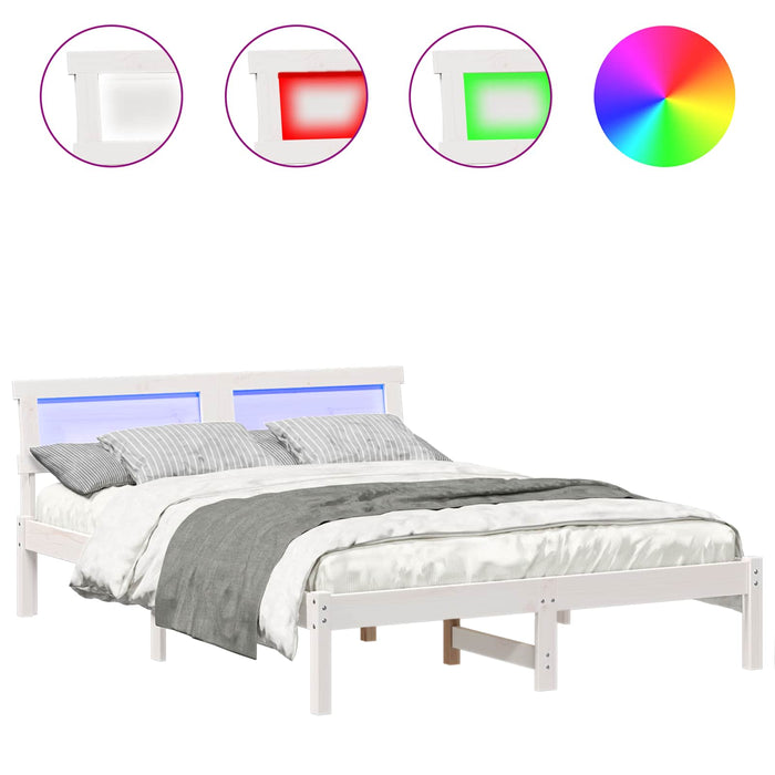 Cadru de pat cu headboard Alb 120 x 200 cm Lemn de pin masiv - WALTI WALTI