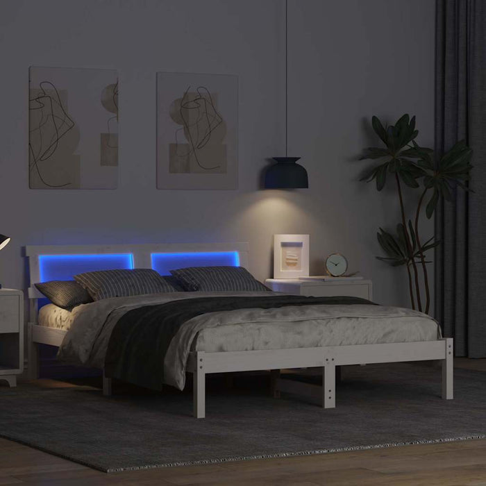 Cadru de pat cu headboard Alb 140 x 190 cm Lemn masiv de pin - WALTI WALTI