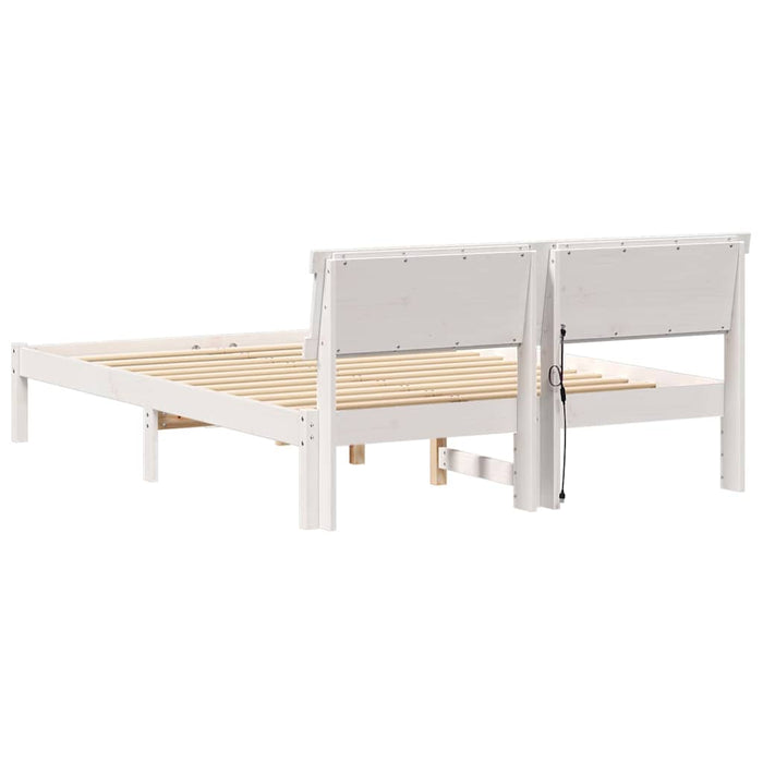Cadru de pat cu headboard Alb 140 x 190 cm Lemn masiv de pin - WALTI WALTI