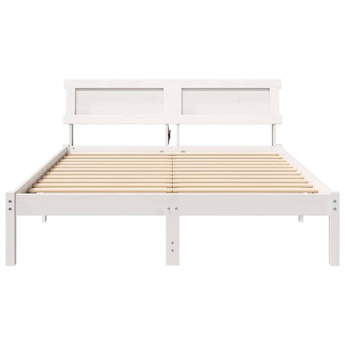 Cadru de pat cu headboard Alb 140 x 190 cm Lemn masiv de pin - WALTI WALTI