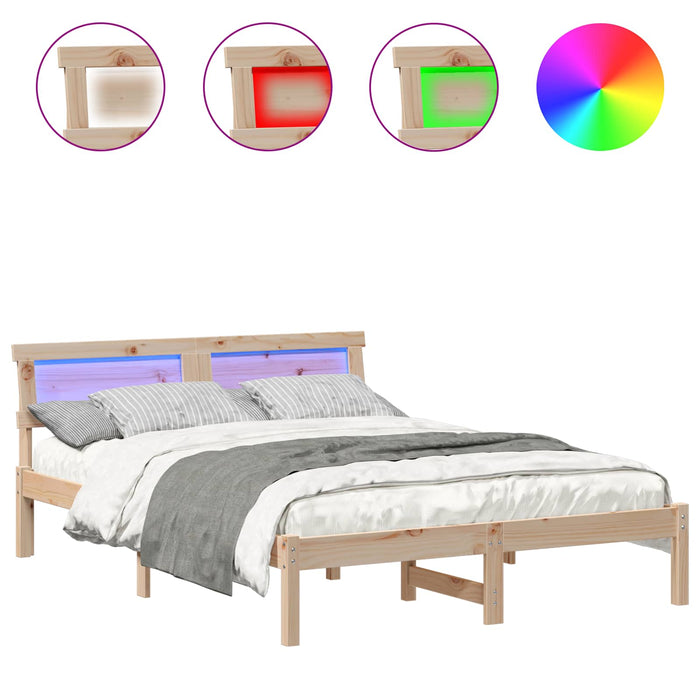 Cadru de pat cu headboard Maro 135 x 190 cm Lemn de pin masiv - WALTI WALTI