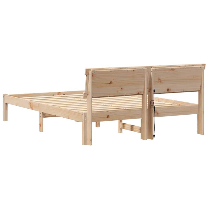 Cadru de pat cu headboard Maro 135 x 190 cm Lemn de pin masiv - WALTI WALTI